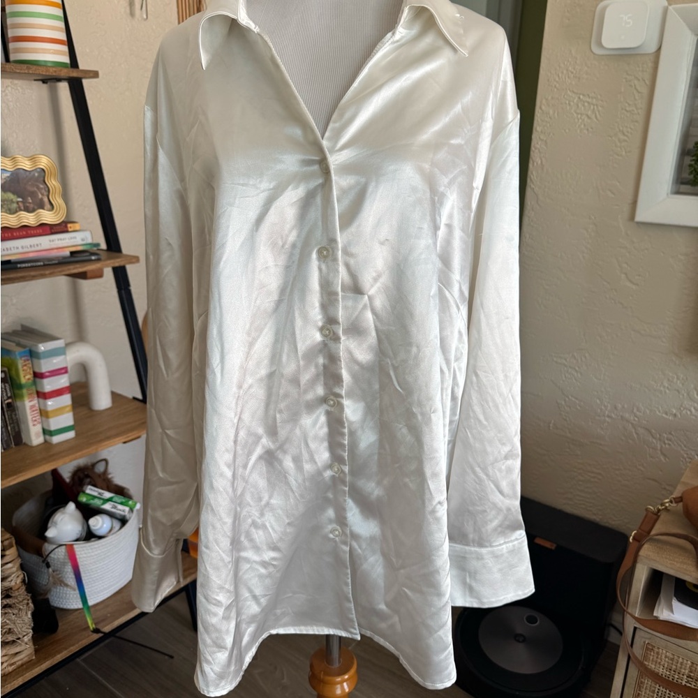 Vintage Satin Button-Up Shirt